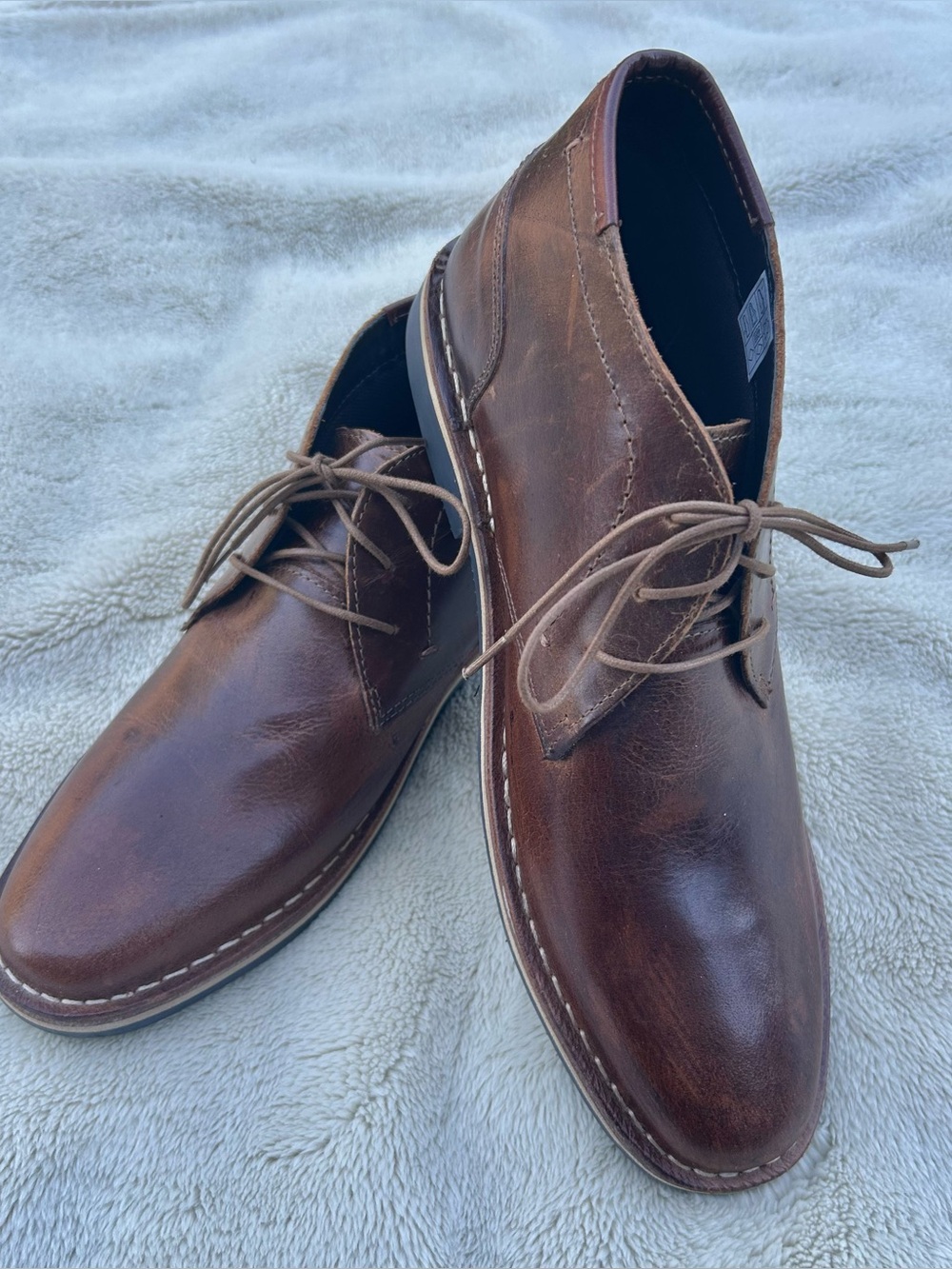 Men's Steve Madden Brown Leather Moc Toe Lace-Up Shoes 10